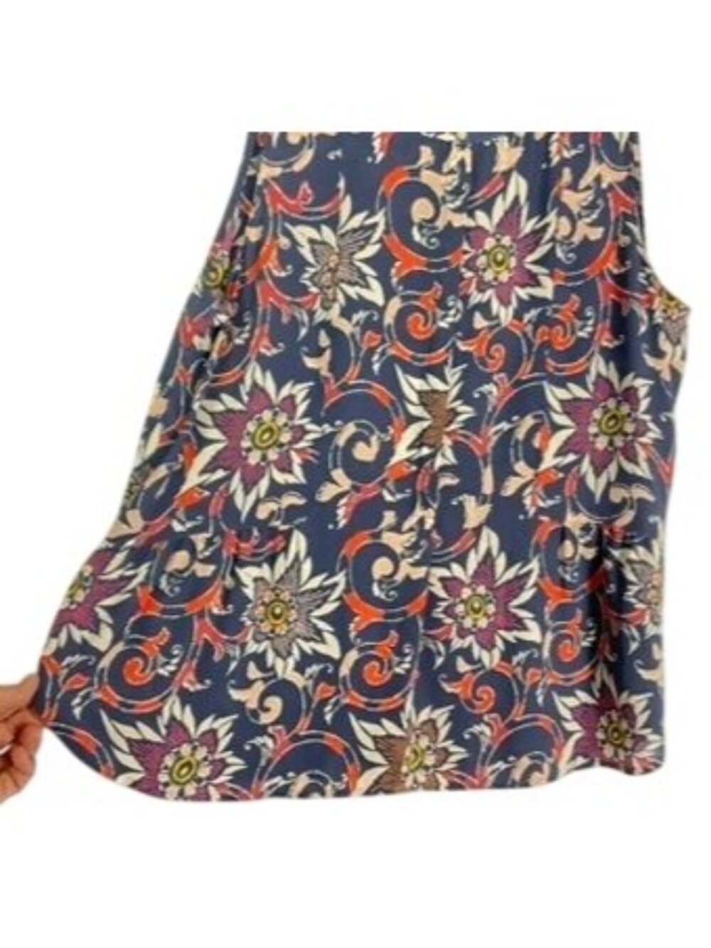 NWT LOFT Floral Print Shell Top Blue Orange Gold Sleeveless Size Large - Picture 5 of 12